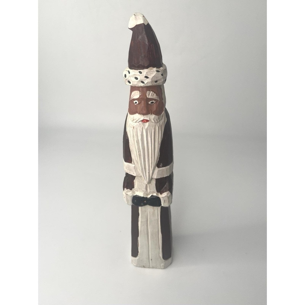 Vintage 1990's Wood Santa 11.5" Tall Handcrafted Hand Painted Father Christmas